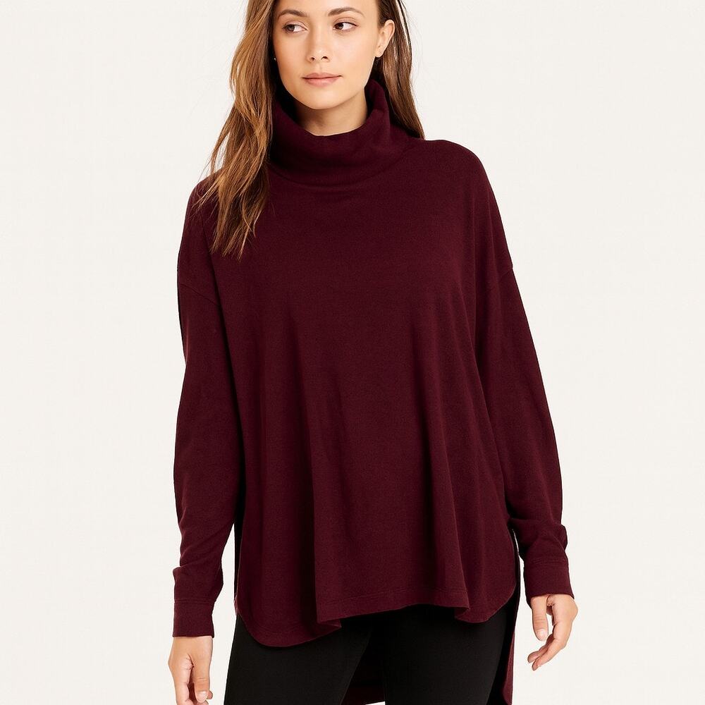 Chelsea 28 Women’s Eggplant Cowl Neck Hi Low Sweater Size L NWOT